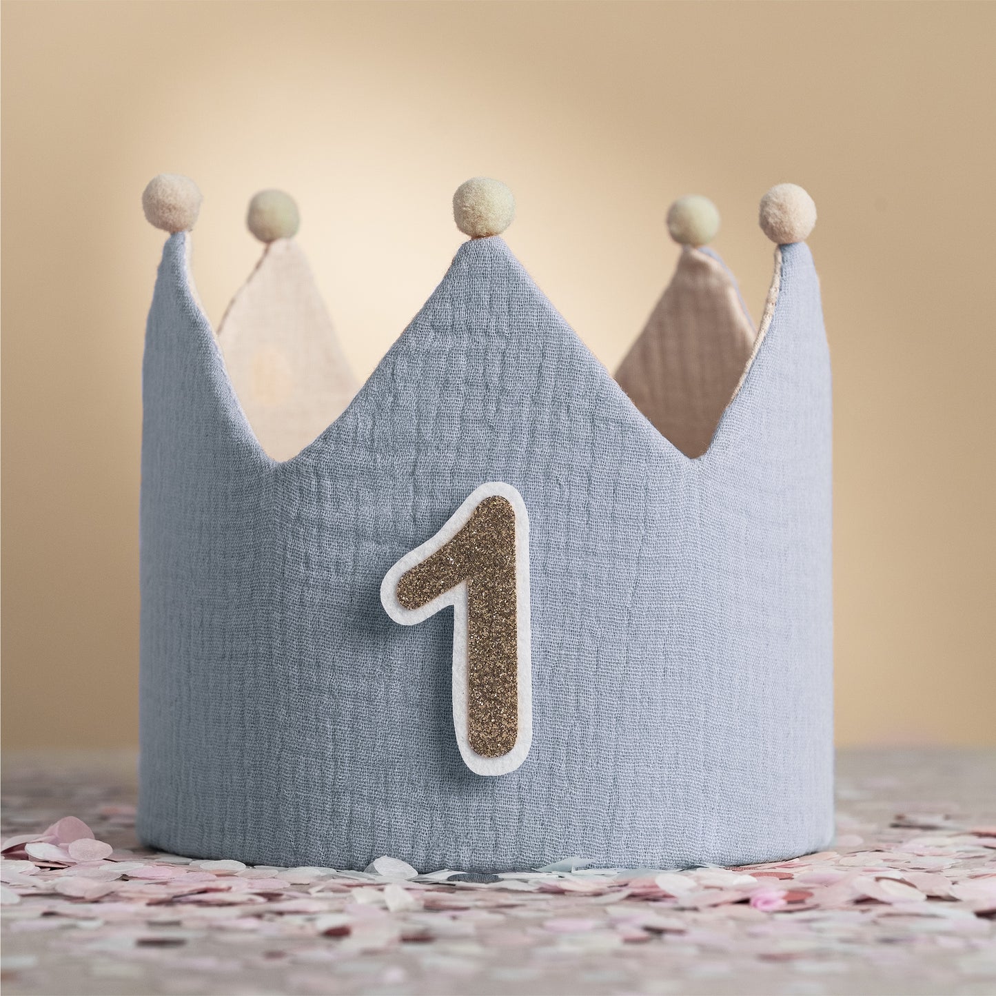 Geburtstagskrone Pastell - Blau - Beige